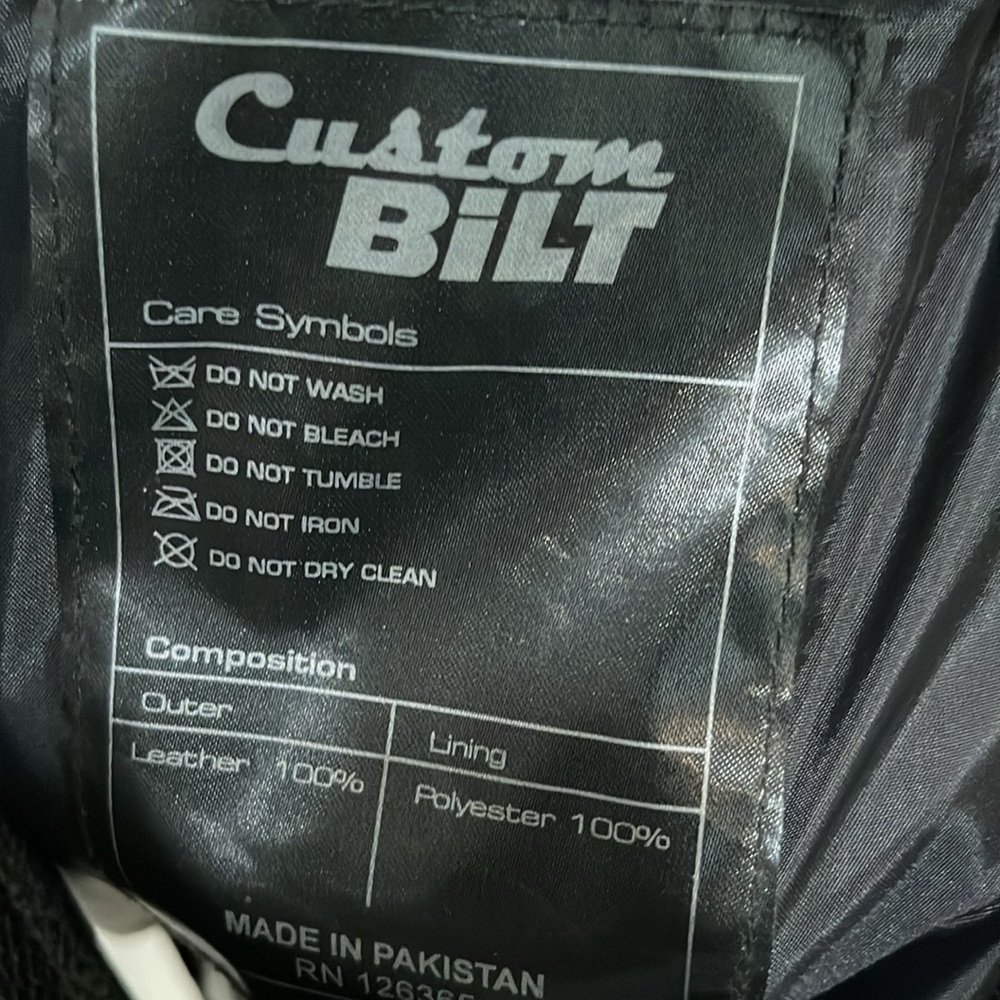 CUSTOM BILT BLACK LEATHER MOTORCYCLE MOTORS BIKER JACKET - SIZE SMALL - Picture 10 of 17